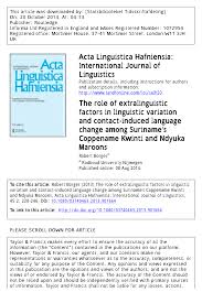 Check spelling or type a new query. Pdf The Role Of Extralinguistic Factors In Linguistic Variation And Contact Induced Language Change Among Suriname S Coppename Kwinti And Ndyuka Maroons