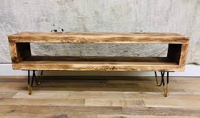 Black And Gold Tv Stand Gold Reclaimed Solid Wood Tv Stand Chunky Oak Black And Gold Etsy Wood Tv Unit Solid Wood Tv Stand Solid Wood