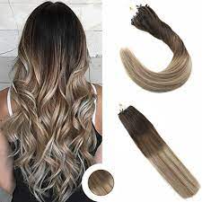 Ugeat 50g Loop Micro Ring Remy Human Hair Extensions Ombre Brown Blonde 4 6 613 Ugeat Remy Human Hair Extensions Ombre Hair Extensions Human Hair Extensions