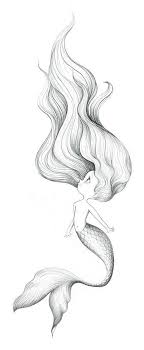 Black And White Mermaid Small Cute Cartoon Black And White Mermaid By Julia Lim Mermaid Drawings Sketches Mermaid Art