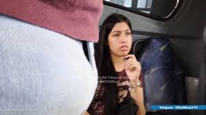 Horny Brazilian teen looking at big bulge on the bus