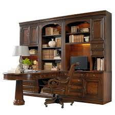 We'll help you incorporate your own unique ideas into the design of your bookcase wall cabinet, entertainment center, file cabinet, or other type of custom solid wood wall unit for your home or office. Hooker Furniture European Renaissance Ii Office Wall Unit With Peninsula Desk Computer Credenza And Wall Storage Cabinet Stoney Creek Furniture L Shape Desks