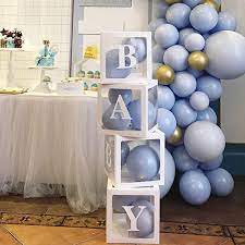 Buy Baby Shower Boxes Party Decorations 4 Pcs Transparent Balloons Boxes Decor With Letters Individual Baby Blocks Design For Boys Girls Baby Shower Decorations Gender Reveal Bridal Showers Birthday Party Backdrop