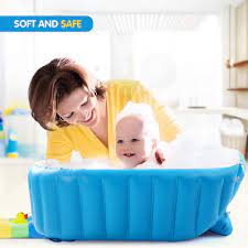 Designed to grow with your baby, convertible baby tubs have adjustable positions. Buy Inflatable Baby Bathtub With Air Pump Portable Toddler Bathtub Baby Bath Tub Foldable Shower Basin For Newborn Travel Bath Tub Baby Shower Gift Blue Online In Turkey B088fxsw9y