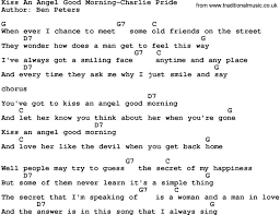 Kiss An Angel Good Morning Charlie Pride Lyrics And Chords Guitar Chords And Lyrics Country Music Lyrics