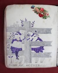 Antique Autograph Album of Carrie S Davis Cedar Lake NJ Calligraphy Birds  Original Drawings Handwritten Sentiments Die Cuts Antique Ephemera