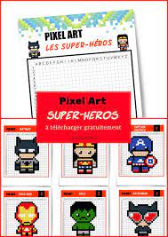 les super heros debarquent en pixel art un jour jeu activite manuelle jeux coloriage outils de menuiserie