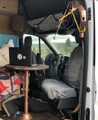 Swivel Passenger Seat Computer Workstation In A Van