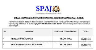 Jawatan Kosong Terkini Suruhanjaya Perkhidmatan Awam Johor Spaj Pembantu Veterinar Pen Pegawai Veterinar Kerja Kosong Kerajaan Swasta