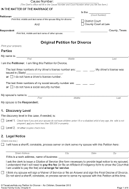 Texas is a community property state, which means that when you file for and are granted a divorce, your property will generally be split evenly with your spouse. Free Texas Divorce Petition Form 2 Without Children Pdf 76kb 6 Page S