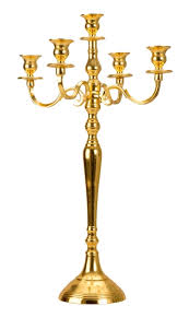 Antique gold plated candle holder. 5 Armed Candleholder Gold Plated H 60cm