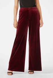 Pantalon large ou pantalon cigarette ? Vetements Pantalon Large Velours En Dark Red Livraison Gratuite Sur Justfab