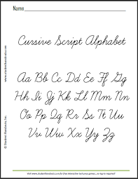 Just like printing, cursive writing is typically not presented in alphabetical order. Free Printable Cursive Script Sheet Student Handouts