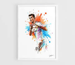 Gareth Bale Real Madrid A3 Art Prints Of The Original Watercolors Paintings Posters Art Prints Poster Prints Art