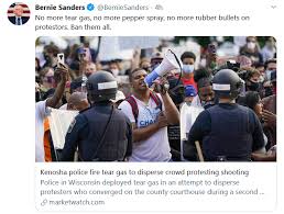 Bernie No More Tear Gas No More Pepper Spray No More Rubber Bullets On Protestors Ban Them All Sandersforpresident