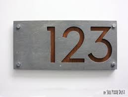 This unique address plaque is simple to make and looks great! Modern House Numbers Concrete Wood Sign Plaque Door Number Ebay Modern House Number Custom House Numbers House Numbers