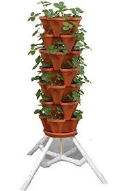 Base allows for use on concrete see and discover other items: Vertical Gardening Vegetable Tower Indoor Outdoor Backyard Plant Stand And Pots Tall Standing Pot Plant Holder Sturdy Stacking Pots Stand For Herbs Strawberries Flowers Peppers And Veggies Buy Online In