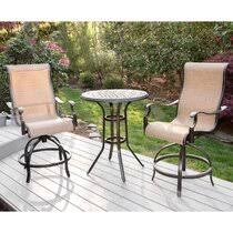 Flamaker 3 pieces patio set outdoor wicker patio furniture sets modern bistro set rattan chair conversation sets with coffee table for yard and bistro (black) 4.6 out of 5 stars. Bistro Gold Patio Dining Sets You Ll Love In 2021 Wayfair