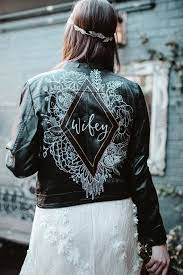Custom Bridal Leather Jacket Personalised Luxury Gift Box Etsy In 2021 Painted Leather Jacket Hand Painted Leather Jacket Painting Leather