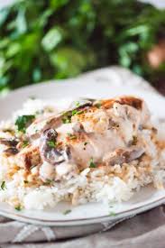This easy skillet supper features chicken, broccoli and rice simmering in a creamy gravy made with campbell's® condensed cream of chicken soup. Baked Chicken Recipe With Mushrooms And Cream Of Mushroom Soup Over Rice Mushroom Soup Recipes Cream Of Mushroom Chicken Chicken Mushroom Soup Recipe