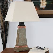 I love lamps and have them all over my house. Copper Trimmed Slate Indoor Outdoor Table Lamp Sunnydaze Decor In 2020 Outdoor Table Lamps Slate Table Lamp Table Lamp