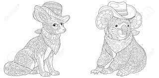 Download 4,620 zentangle coloring pages stock illustrations, vectors & clipart for free or amazingly low rates! Animal Coloring Pages Fashionable Fennec Fox And Koala Bear Royalty Free Cliparts Vectors And Stock Illustration Image 146991234