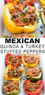 Healthy Mexican Turkey And Quinoa Stuffed Peppers Chef Savvy Recipe Stuffed Peppers Stuffed Peppers Turkey Stuffed Peppers Healthy