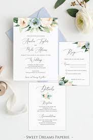 Dusty Blue Wedding Wedding Invitation Set Instant Download Etsy Spring Wedding Invitations Blue Wedding Invitations Floral Wedding Invitation Suite