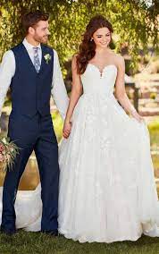 Strapless A Line Wedding Dress With Cotton Lace Essense Of Australia Wedding Dresses Essense Of Australia Wedding Dresses Wedding Dresses Strapless A Line Wedding Dress