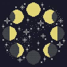 Moon Phases Cross Stitch Pattern Pattern Includes Color