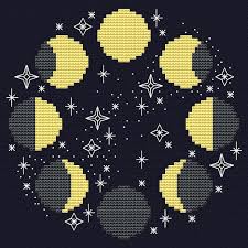 moon phases cross stitch pattern pattern includes color