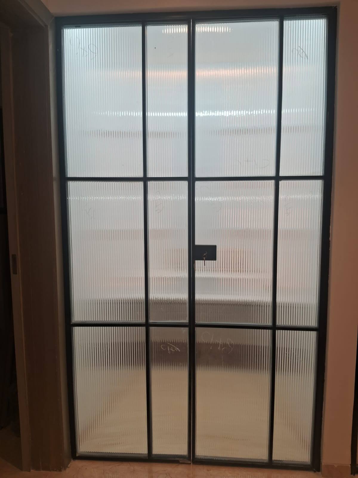 Hinged Black sleek profile glass door, For Office at product image