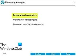 Dec 09, 2014 · hp recovery manager is a freeware recovery management software download filed under backup software and made available by hewlett packard for windows. Restoration Incomplete Recovery Manager Error On Windows 10