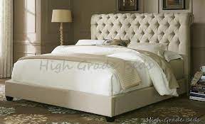 Naples Cream Fabric Chesterfield Upholstered Sleigh Bed Frame 4ft6 5ft Amp 6ft Modern Bedroom Cream Bedroom Furniture Traditional Living Room Furniture