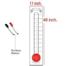Goal Setting Fundraising Thermometer Chart 48x11 Giant Progress Meter Board Corrugated Plastic Company Sales Milestone Tracking Wall Charts