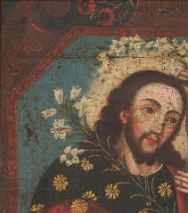 Spanish Colonial, Cuzco School Painting of St. Joseph & Jesus Christ Child