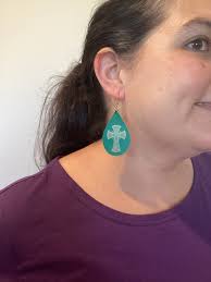 St Patrick Faux Leather Teardrop Earrings