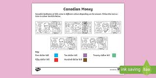 Ten dollar bill coloring page. Canadian Money Worksheet K 3 Banknotes Colouring Page