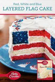 Red White And Blue Layered Flag Cake Recipe Desserts Cake 4th Of July Desserts