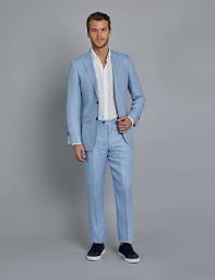 Blue suits for weddings in a variety of fabrics and shades available for rent or purchase. Light Blue Suit Wedding Outfit