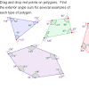 Every polygon's exterior angles add up to 360 degrees, and their average is 360/n, where n is the number of sides, or internal angles. 1