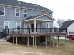 Can you build a roof over a patio? Partial Covered Azek Deck Milford Oh Area