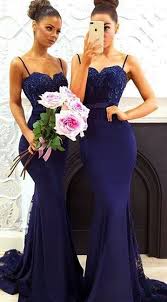 Mermaid Dark Navy Blue Lace Long Prom Dress Bridesmaid Dress Dark Navy Bridesmaid Dresses Royal Blue Bridesmaid Dresses Satin Bridesmaid Dresses