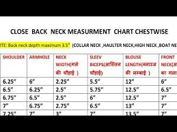 Body Measurement Chart For Blouse Kurti Dress Close Back Neck