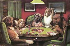 No Poker Room Is Complete Without A Touch Of Cm Coolidge The Artist Behind The Dogs Playing Poker Phenomenon Dogs Playing Poker Dog Art Framed Poster Art