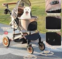 3 in 1 Pet Stroller with Detachable Carrier, Rubber Wheels | HLD-X6DD