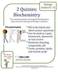 Biochemistry Quizzes Set Of 2 The Chemistry Of Biology Biochemistry Biology Chemistry Classroom