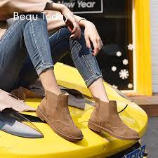 These men's boots are suitable for a workwear look or can be teamed. Beautoday Chelsea Boots Women Pig Suede Leather Wingtip Brogues Elastic Band Ankle Boots Camel Color Lady Shoes Handmade 0401625 Ankle Boots Aliexpress