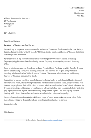 Do try to build your own cover letter and consider formats. Court Of Protection Fee Earner Solicitor Cover Letter Example Coverletterexamples App