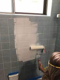 How we turn our 50's bathroom into modern style bathroom. 9 Paint For Tiles Ideas Painting Tile Updating House Painting Bathroom Tiles